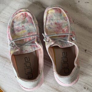 Hey Dude Wendy Youth Pink Taffy Dye Shoes Size Y2-L3 Girls Casual Slip‎ On